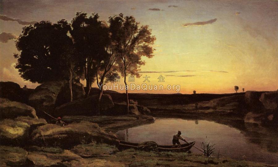 Evening Landscape(The Ferryman, Evening) - 让·巴蒂斯特·卡米耶·柯罗
